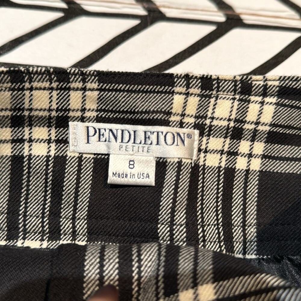 Pendleton Black And White Plaid Button Front 100%… - image 2